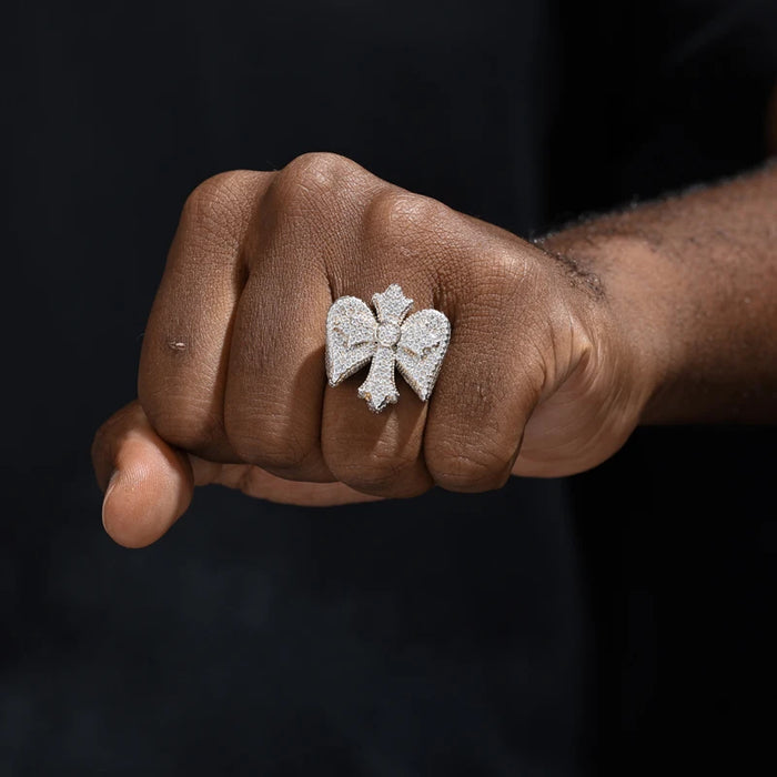 Winged Cross Moissanite Pave Ring - Different Drips