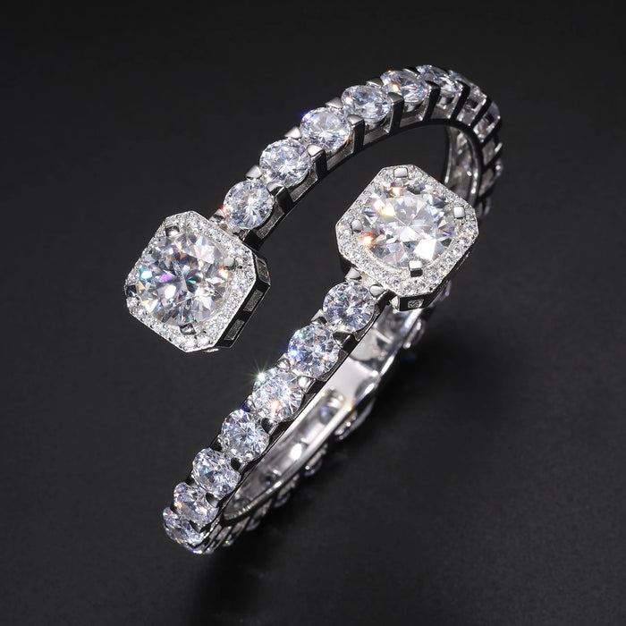 S925 Moissanite Clustered Tennis Bangle Bracelet - Different Drips