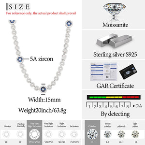 S925 Blue Moissanite Round Link Chain - Different Drips