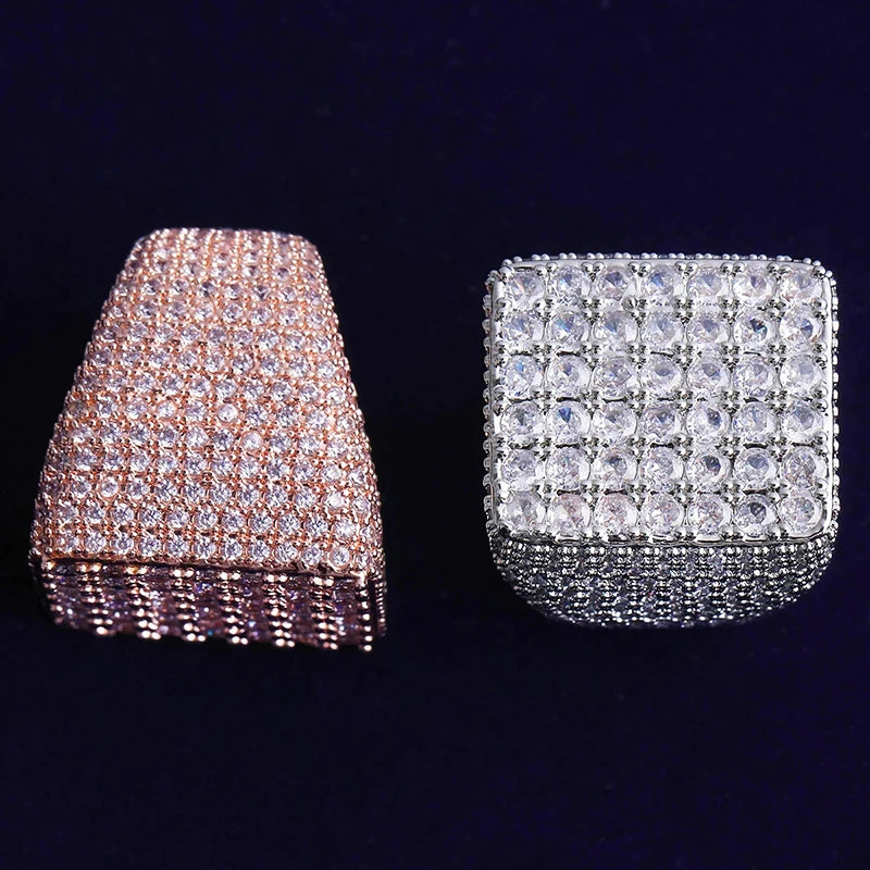 Iced Out Square Signet Ring - Different Drips