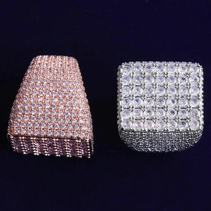 Iced Out Square Signet Ring - Different Drips