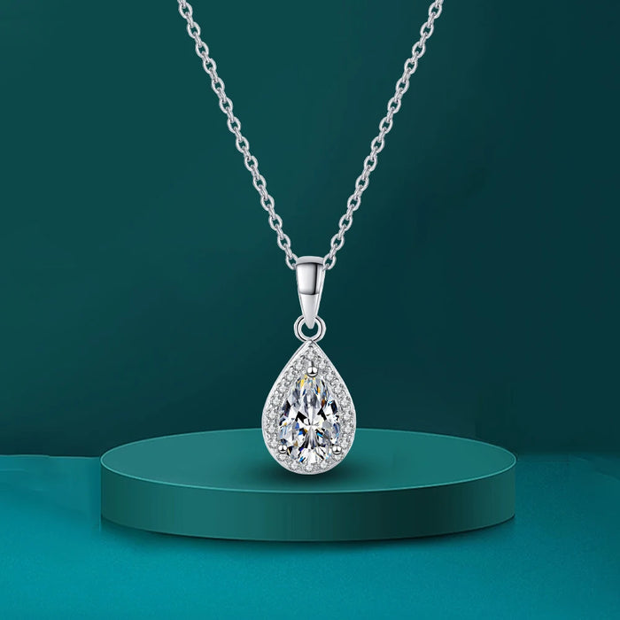 Women's S925 Pear Cut Moissanite Pendant - Different Drips