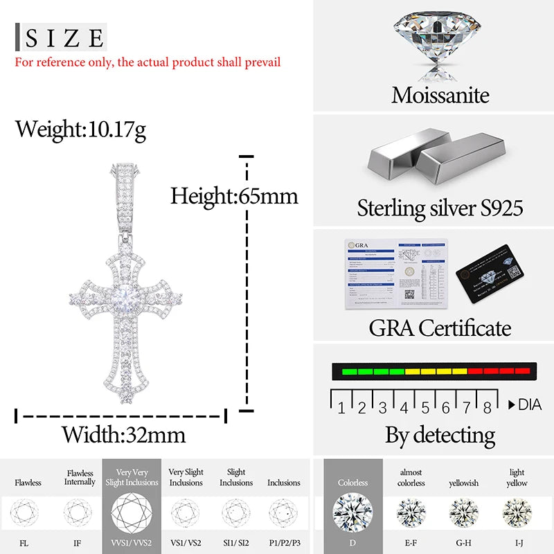 S925 Moissanite Celestial Cruciform Cross Pendant - Different Drips