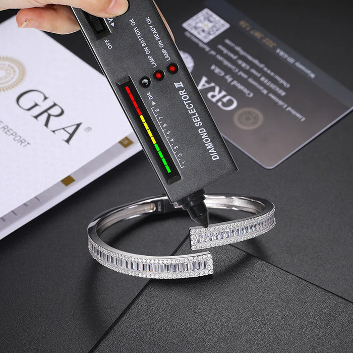 S925 Moissanite Baguette Bangle Bracelet - Different Drips