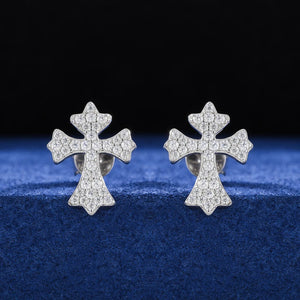 S925 Moissanite Diamond Flared Cross Earrings - Different Drips