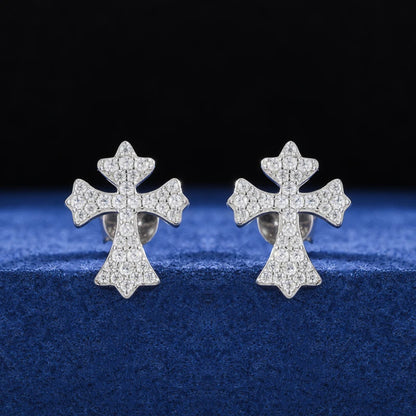 S925 Moissanite Diamond Flared Cross Earrings - Different Drips