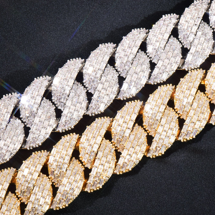 23mm Clustered Baguette Cuban Link Chain - Different Drips