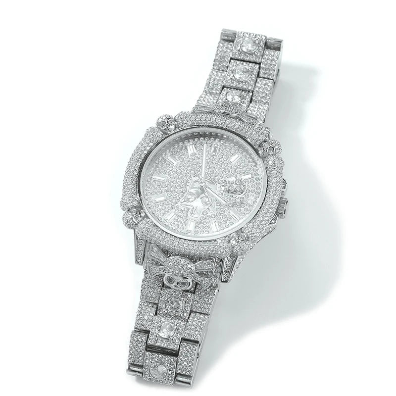 Iced Pirate Skull Round Watch