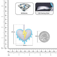 Thumbnail for S925 Moissanite Glow In The Dark Lightning Bolt Heart Pendant - Different Drips