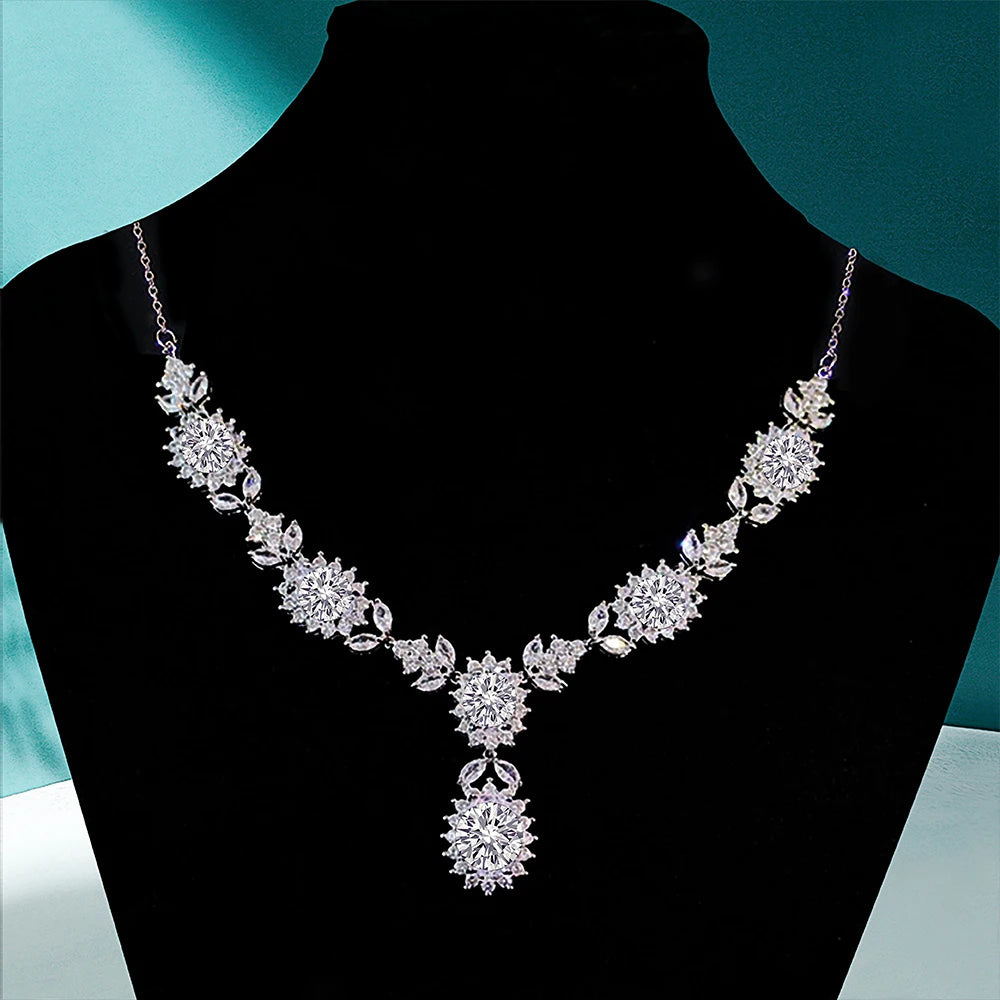 5mm Women's Moissanite Sunflower Lariat Necklace - Different Drips