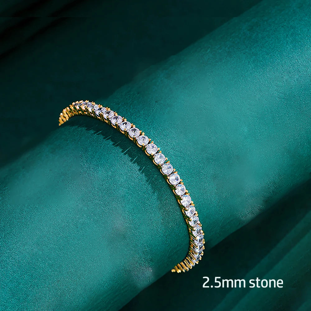 2-6mm Women's Diamond Yellow Gold Tennis Bracelet - Different Drips