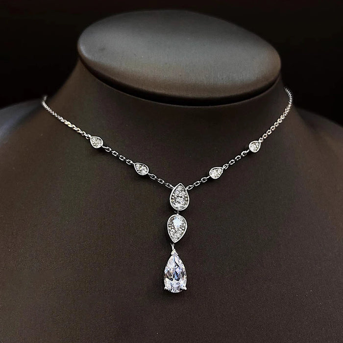 Women's S925 Moissanite Diamond Lariat Necklace - Different Drips