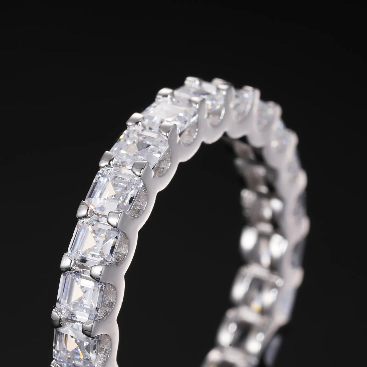 Thin S925 Moissanite Eternity Band Ring - Different Drips