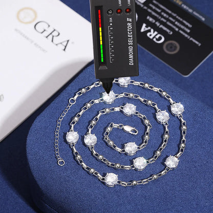 S925 Moissanite Diamond Stationed Bead Link Chain - Different Drips
