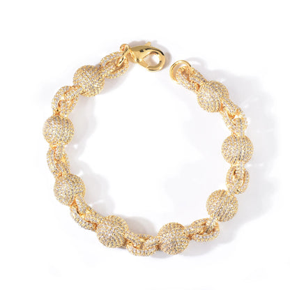 10mm Iced Ball Rolo Link Bracelet - Different Drips
