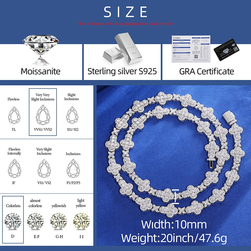 10mm S925 Moissanite Cross Stationed Star Link Tennis Chain - Different Drips