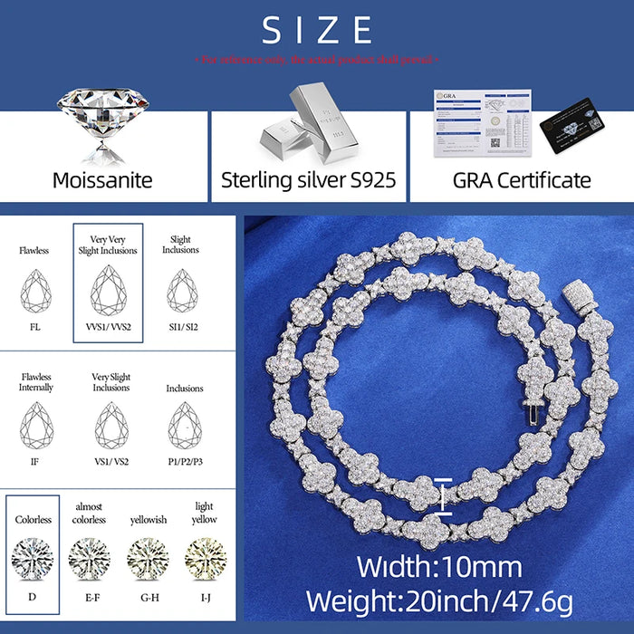 10mm S925 Moissanite Cross Stationed Star Link Tennis Chain - Different Drips