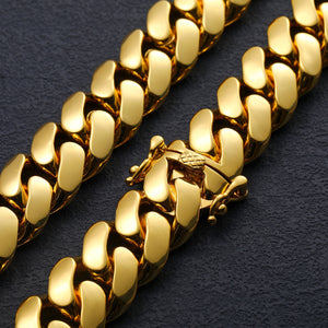 20mm Solid 18k Gold Plated Miami Cuban Link Chain - Different Drips