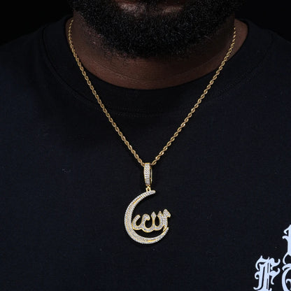 S925 Moissanite Crescent Allah Pendant - Different Drips