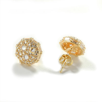 Iced Octagon Cluster Stud Earrings