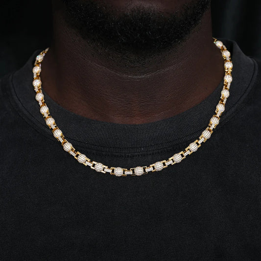 S925 Moissanite Rectangle Ball Link Chain - Different Drips