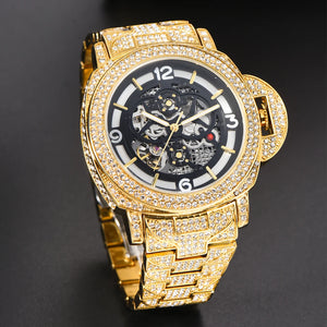 Automatic Skeleton Gold Pave Watch - Different Drips