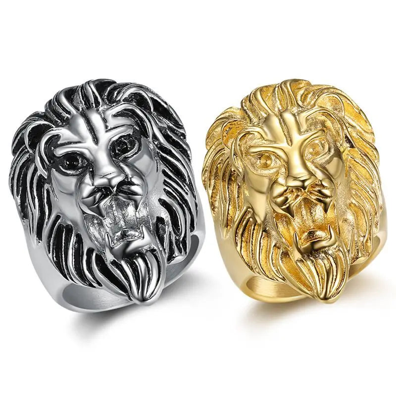 Gold Lion Head Statement Ring - Different Drips