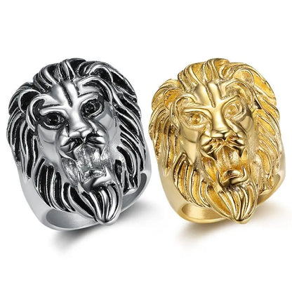 Gold Lion Head Statement Ring - Different Drips