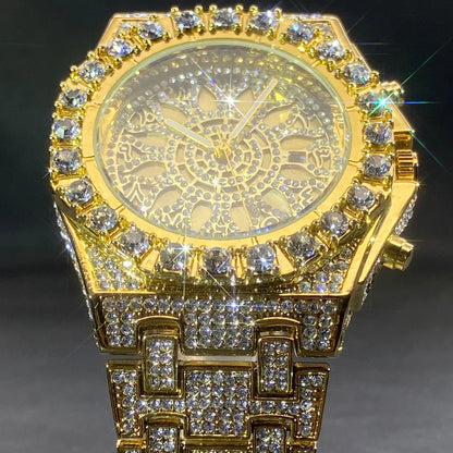 Fully Iced Green Arabic Numeral Watch - Different Drips