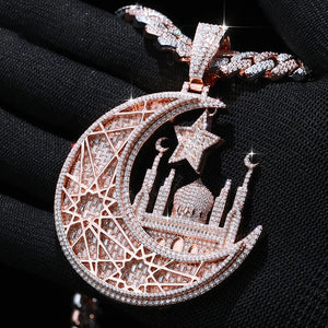Crescent & Star Mosque Custom Photo Pendant - Different Drips