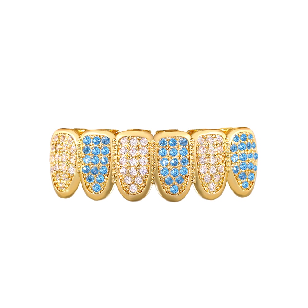 Blue Two-Tone Iced Grillz - Different Drips