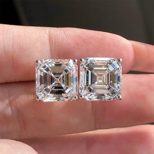 Women's S925 Asscher Cut Moissanite Diamond Stud Earrings - Different Drips