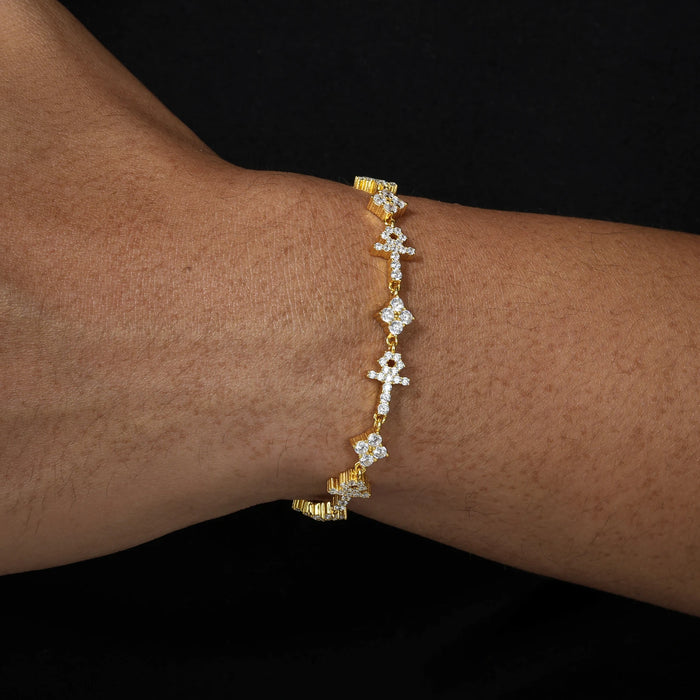 S925 Moissanite Mini Cross & Star Bracelet - Different Drips