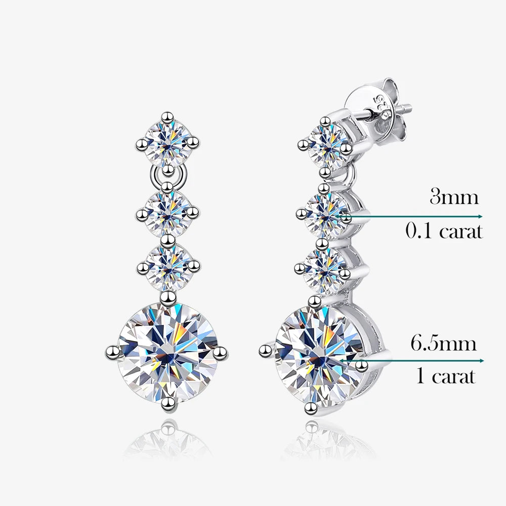 Women's S925 Moissanite Diamond Quad Drop Earrings - Different Drips