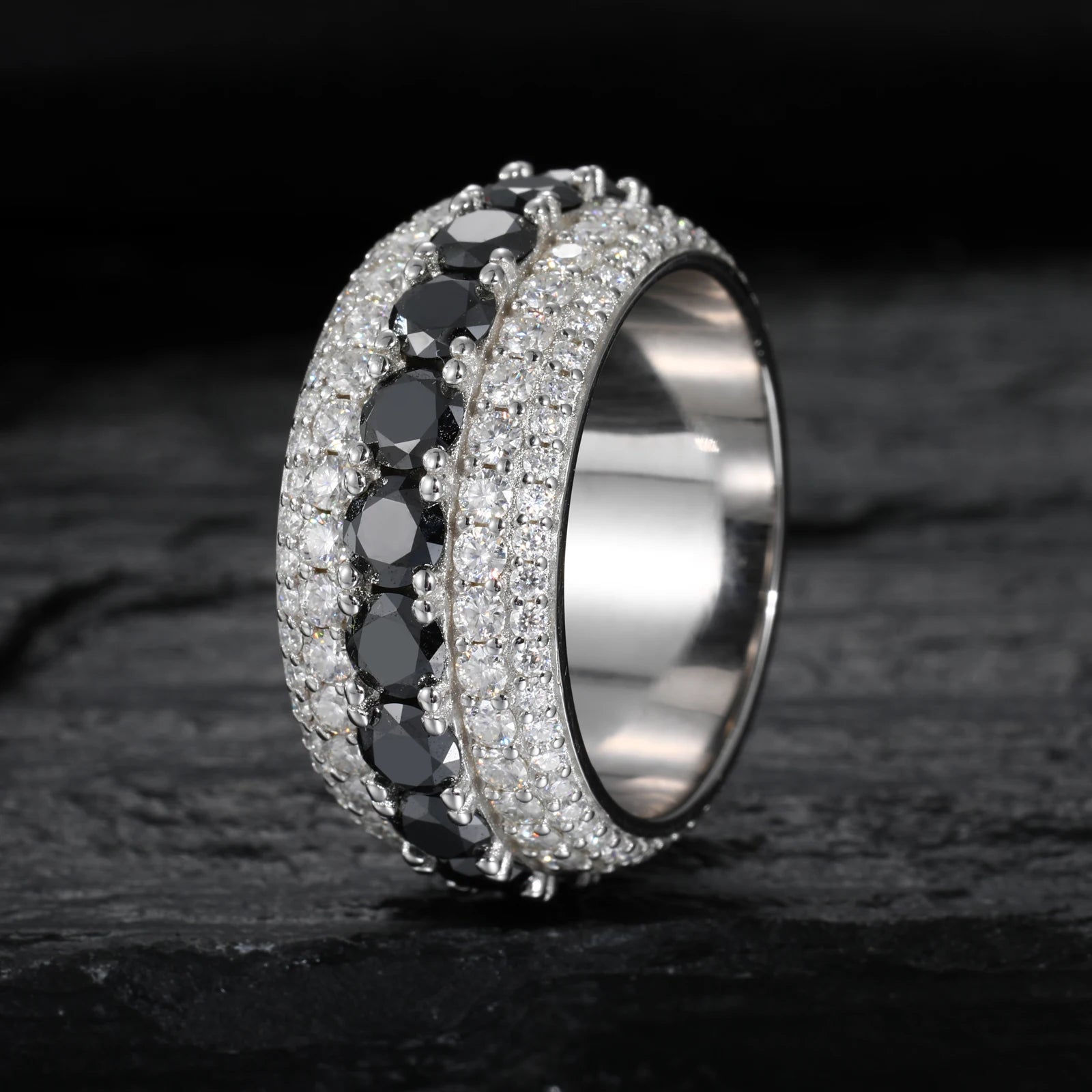 Created Emerald & D Color Moissanite Eternity Band - Different Drips