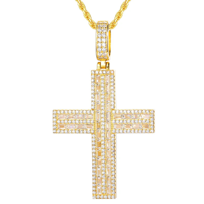 S925 Moissanite Vertical Cross Pendant - Different Drips