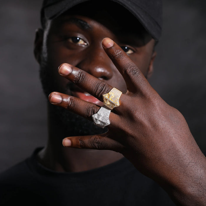 S925 Moissanite Cross Signet Ring - Different Drips