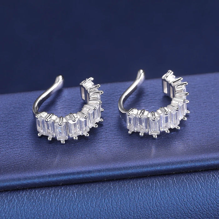S925 Moissanite Baguette Huggie Earrings - Different Drips