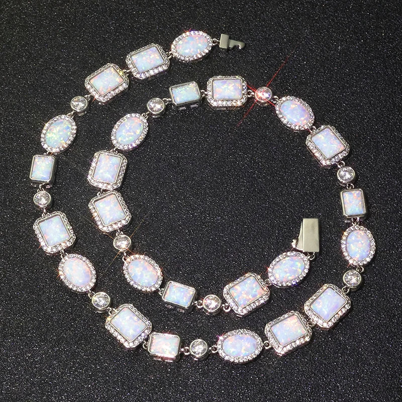 Iced White Opal Cluster Chain - Different Drips
