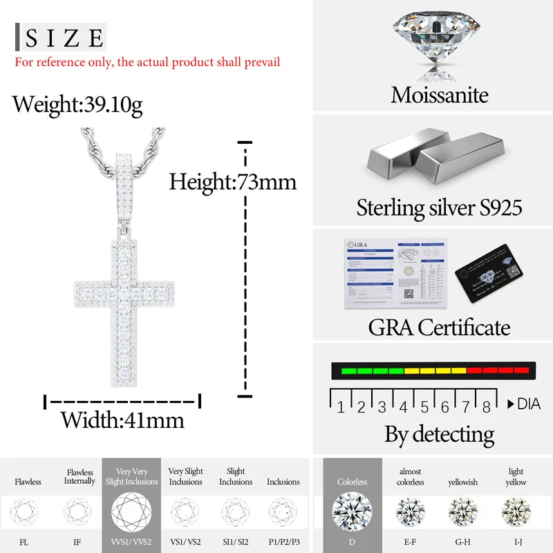 S925 Moissanite Cross Pendant - Different Drips