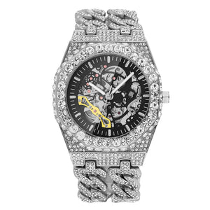 Iced Out Cuban Link Skeleton Watch - Different Drips