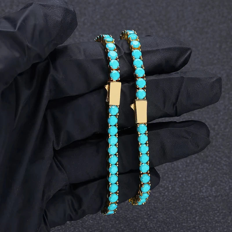 Turquoise Round Cut Tennis Bracelet - Different Drips