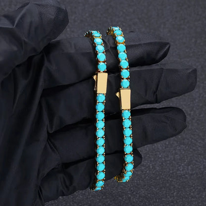 Turquoise Round Cut Tennis Bracelet - Different Drips
