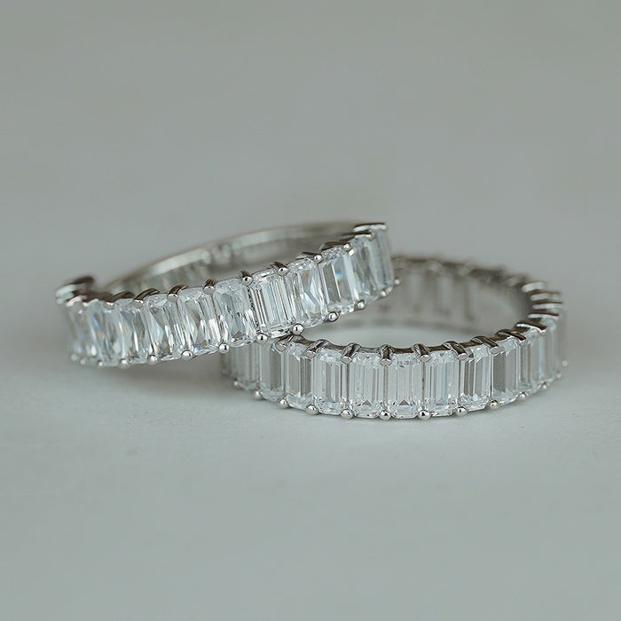 Women's S925 Moissanite Baguette Eternity Band Ring - Different Drips