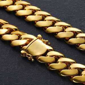 20mm Solid 18k Gold Plated Miami Cuban Link Chain - Different Drips