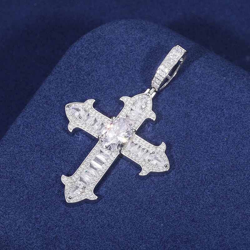 S925 Moissanite Diamond Royal Cross Pendant - Different Drips