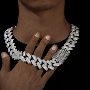 25mm S925 Moissanite Baguette Cuban Link Chain - Different Drips