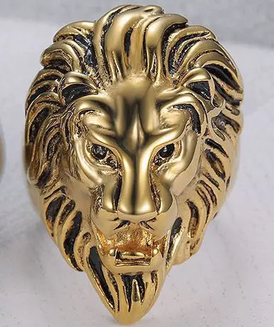 Gold Lion Head Statement Ring - Different Drips