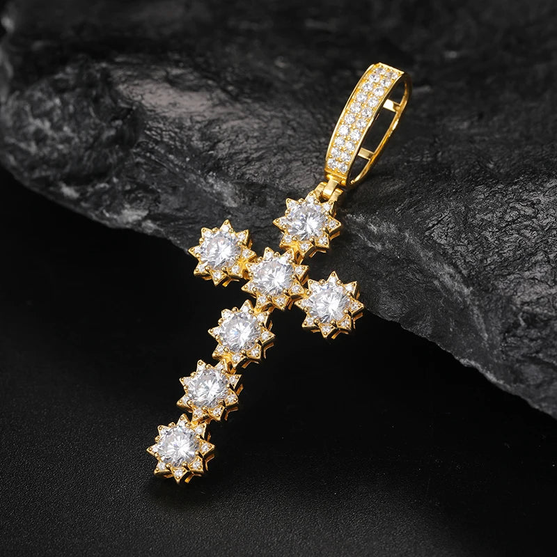 S925 Moissanite Star Cross Pendant - Different Drips