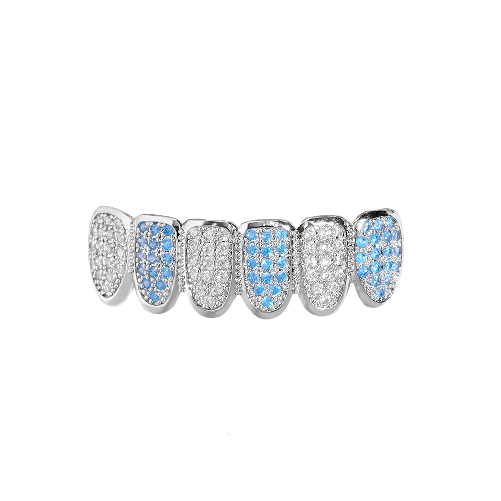 Blue Two-Tone Iced Grillz - Different Drips